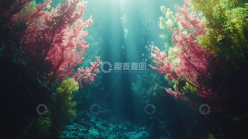 高清大图下载【趣麦麦图】海底光线珊瑚礁