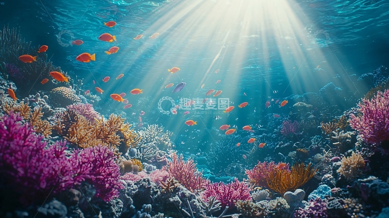 高清大图下载【趣麦麦图】阳光照射下的珊瑚礁