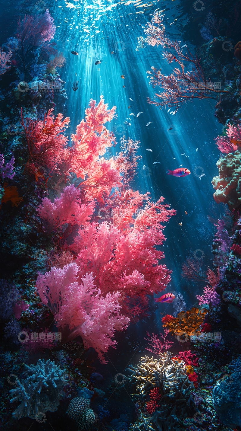 高清大图下载【趣麦麦图】阳光照射下的珊瑚礁