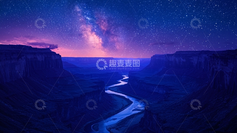 高清大图下载【趣麦麦图】星空下的河流