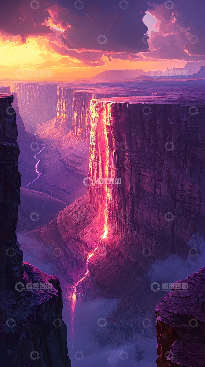 高清大图下载【趣麦麦图】峡谷瀑布的梦幻景色