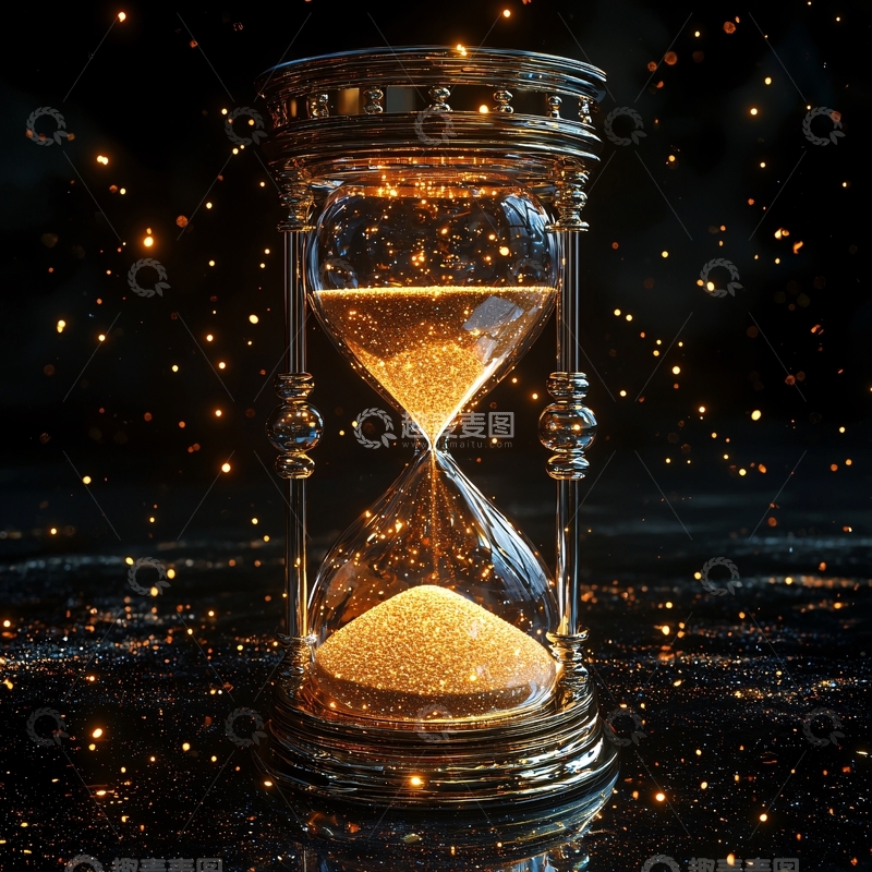 高清大图下载【趣麦麦图】流沙在金色沙漏中流动