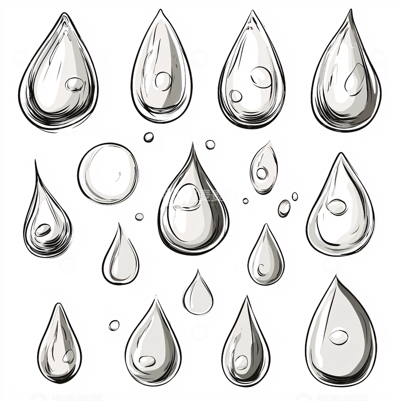 高清大图下载【趣麦麦图】手绘水滴集合