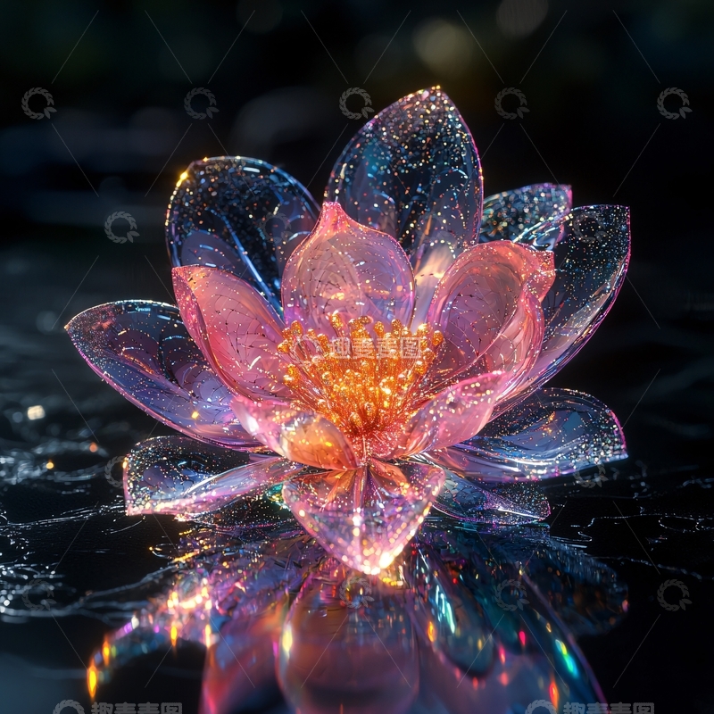 高清大图下载【趣麦麦图】晶莹剔透的粉色莲花