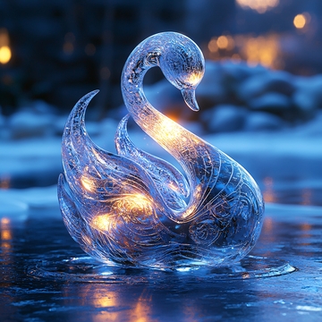 冰雕天鹅晶莹剔透