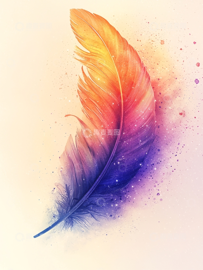 高清大图下载【趣麦麦图】彩色渐变羽毛