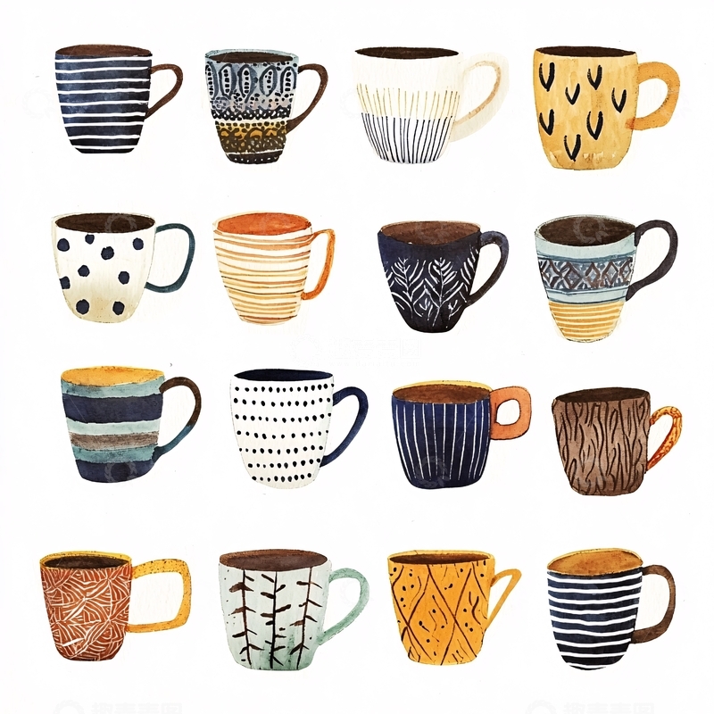 高清大图下载【趣麦麦图】手绘马克杯