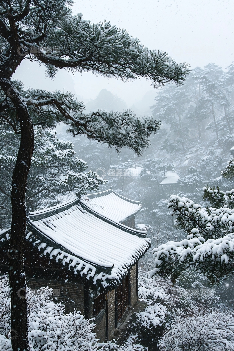 高清大图下载【趣麦麦图】雪中寺庙