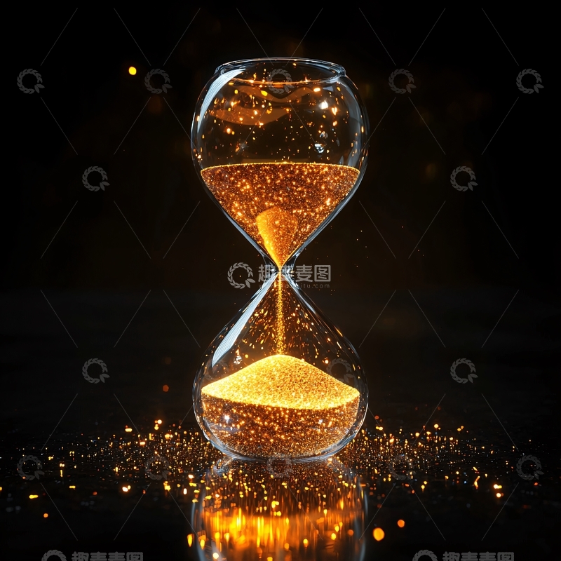 高清大图下载【趣麦麦图】闪耀金色沙粒的沙漏