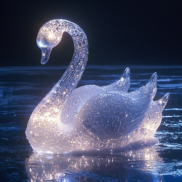 闪耀光芒的冰雕天鹅