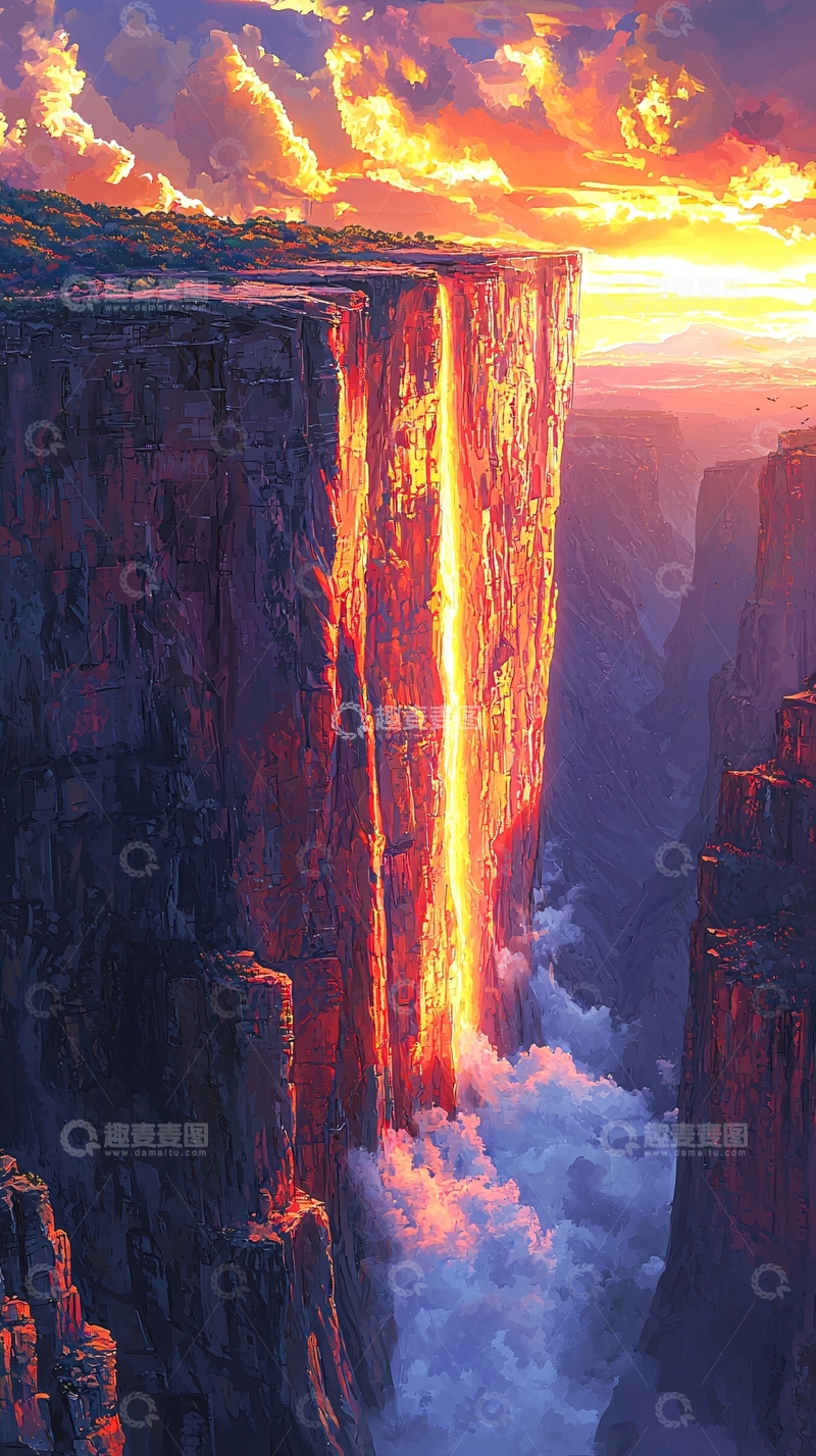 高清大图下载【趣麦麦图】悬崖上的瀑布
