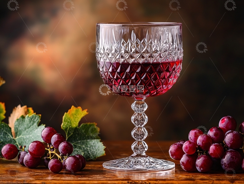 高清大图下载【趣麦麦图】红酒杯旁的红葡萄