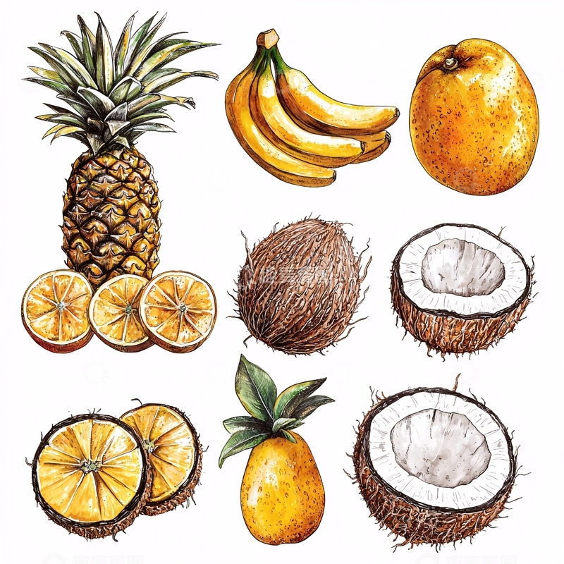 高清大图下载【趣麦麦图】手绘水果