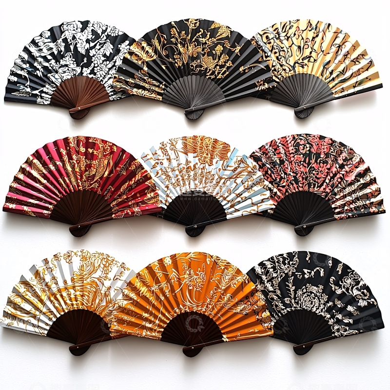 高清大图下载【趣麦麦图】古典印花扇子