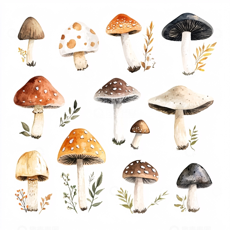 高清大图下载【趣麦麦图】水彩蘑菇
