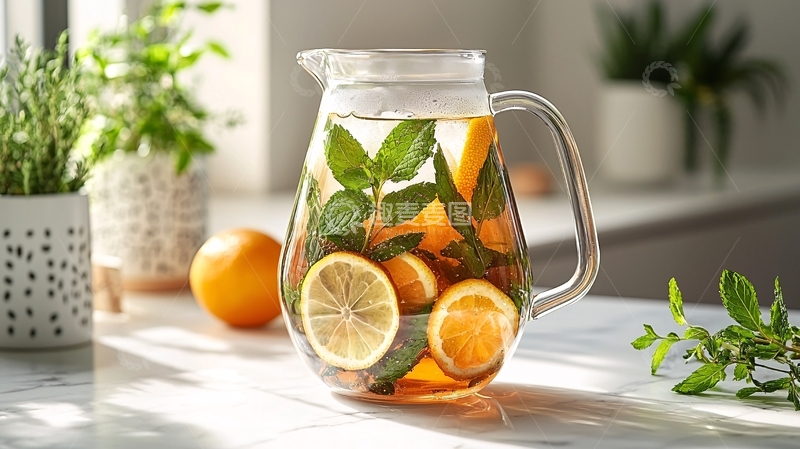 高清大图下载【趣麦麦图】玻璃水壶水果茶