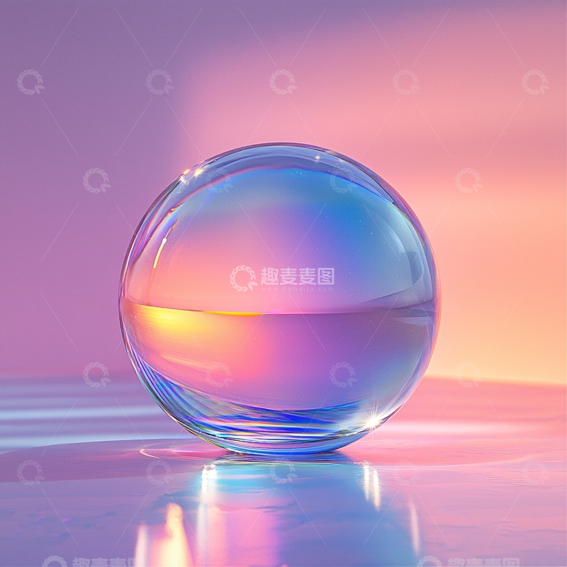 高清大图下载【趣麦麦图】彩色光晕下的透明球体