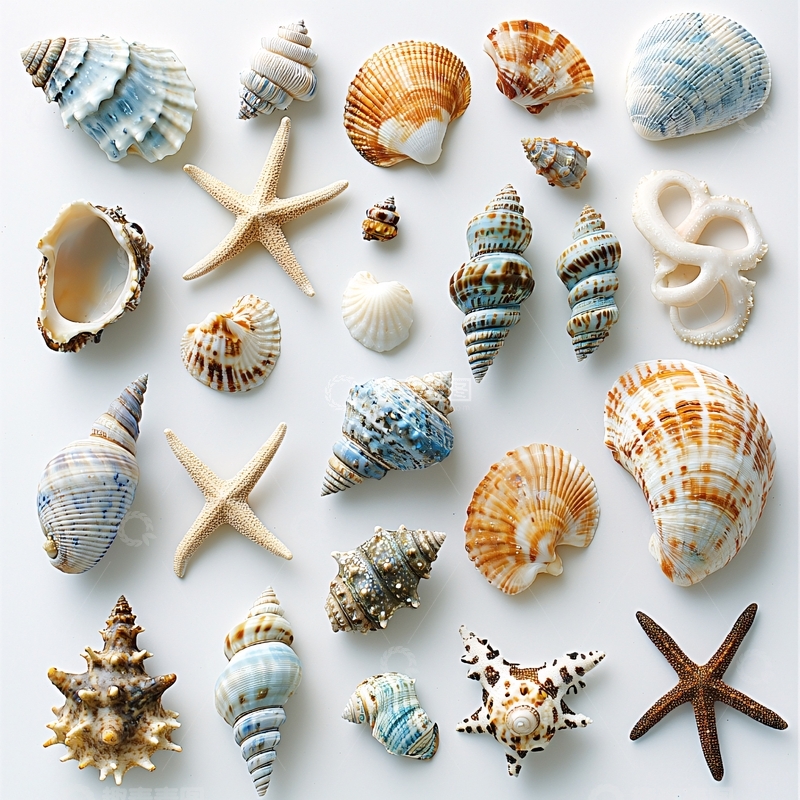 高清大图下载【趣麦麦图】海滩贝壳收集