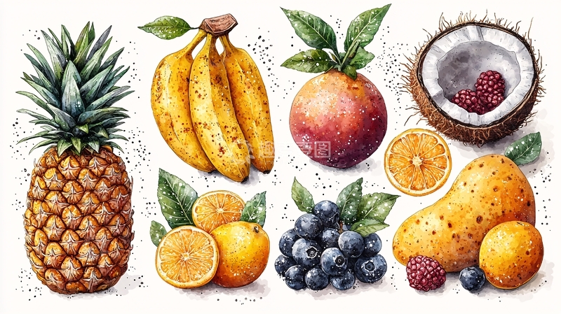 高清大图下载【趣麦麦图】水彩水果素材