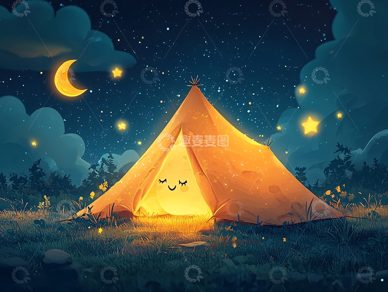 高清大图下载【趣麦麦图】星空下温暖的帐篷