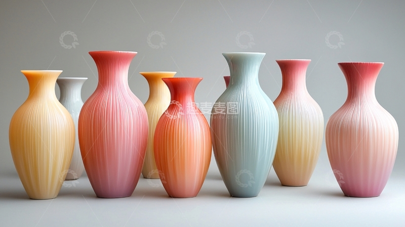 高清大图下载【趣麦麦图】渐变色玻璃花瓶