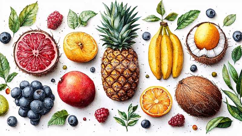 高清大图下载【趣麦麦图】水彩水果