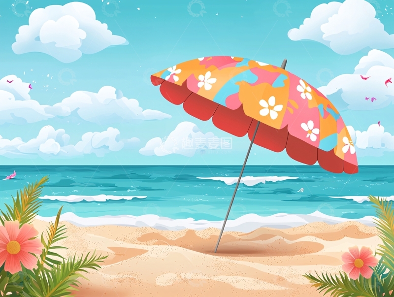 高清大图下载【趣麦麦图】海边沙滩伞
