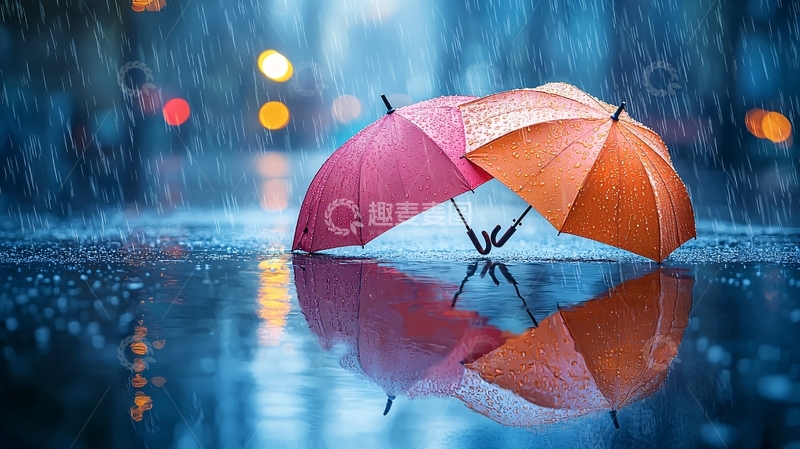 高清大图下载【趣麦麦图】雨中双伞