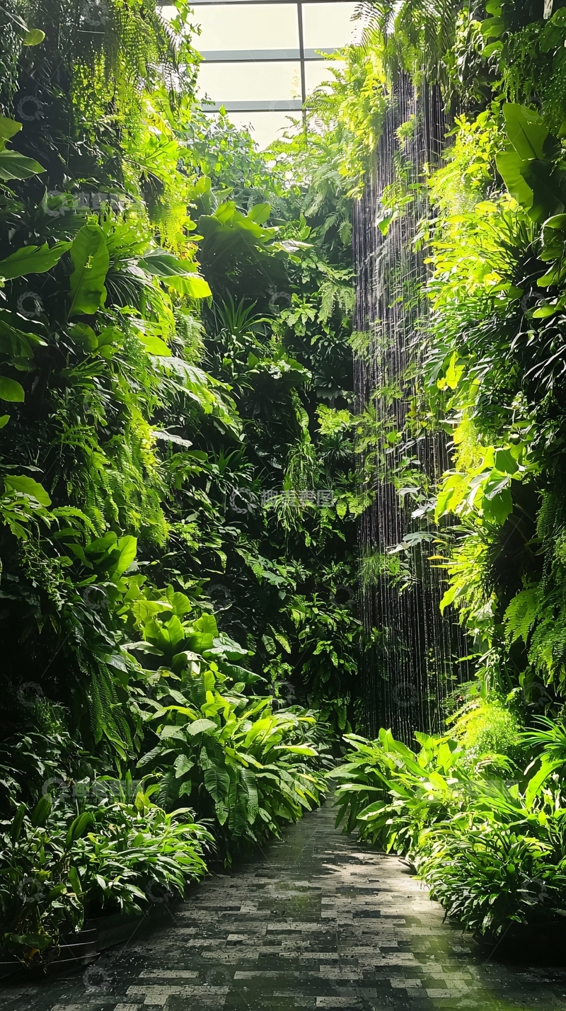 高清大图下载【趣麦麦图】室内绿植走廊