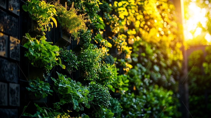 高清大图下载【趣麦麦图】阳光下的绿植墙