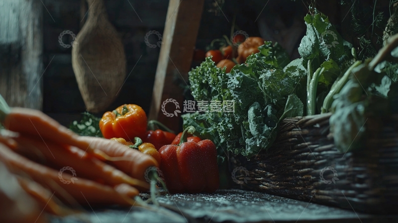 高清大图下载【趣麦麦图】新鲜蔬菜水果丰收场景