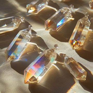 彩虹光芒水晶吊坠