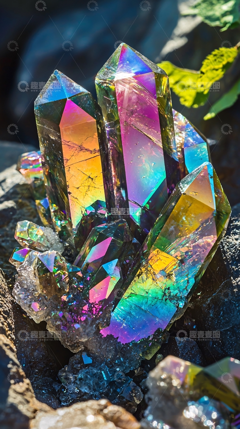 高清大图下载【趣麦麦图】彩虹晶簇