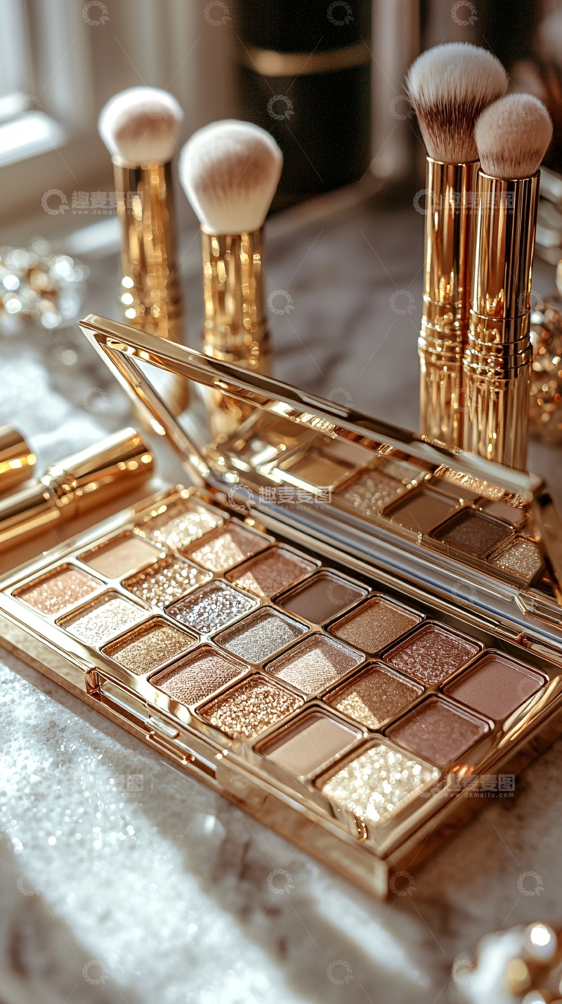 高清大图下载【趣麦麦图】金色化妆品