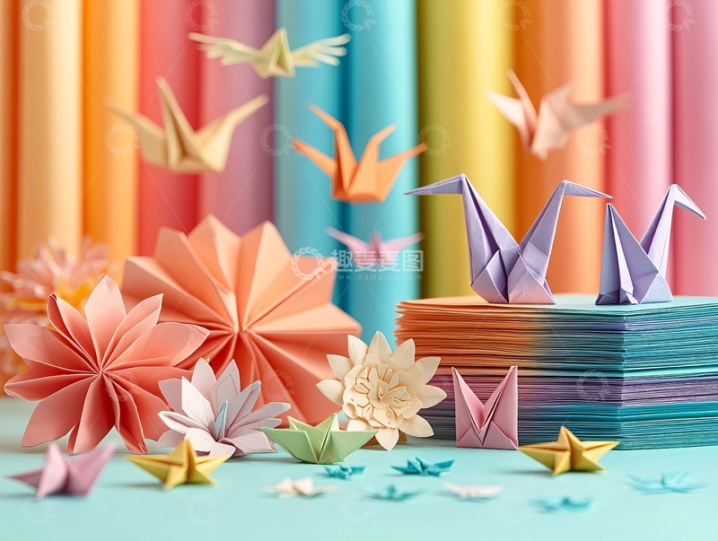 高清大图下载【趣麦麦图】彩色纸鹤