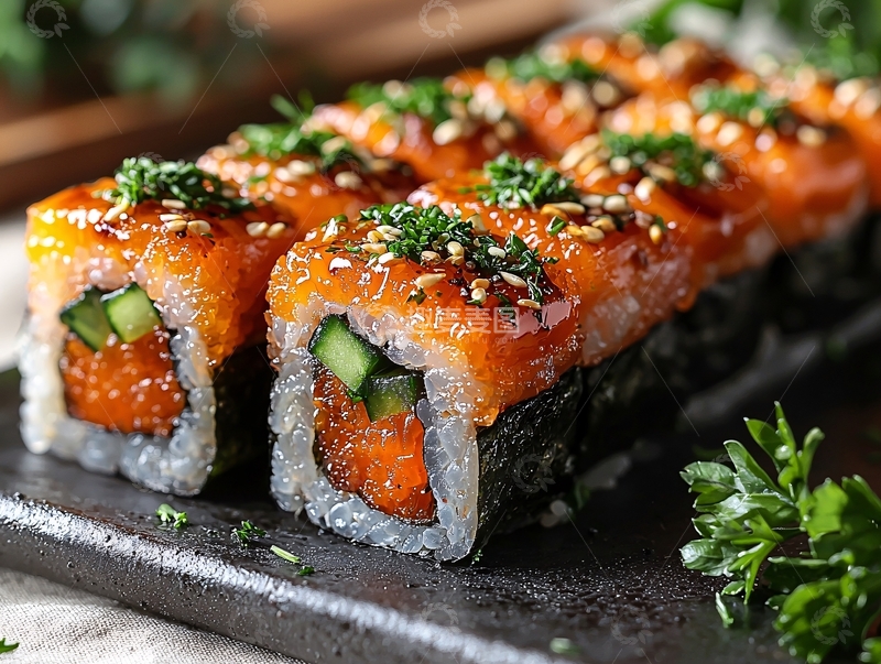 高清大图下载【趣麦麦图】炙烤三文鱼寿司