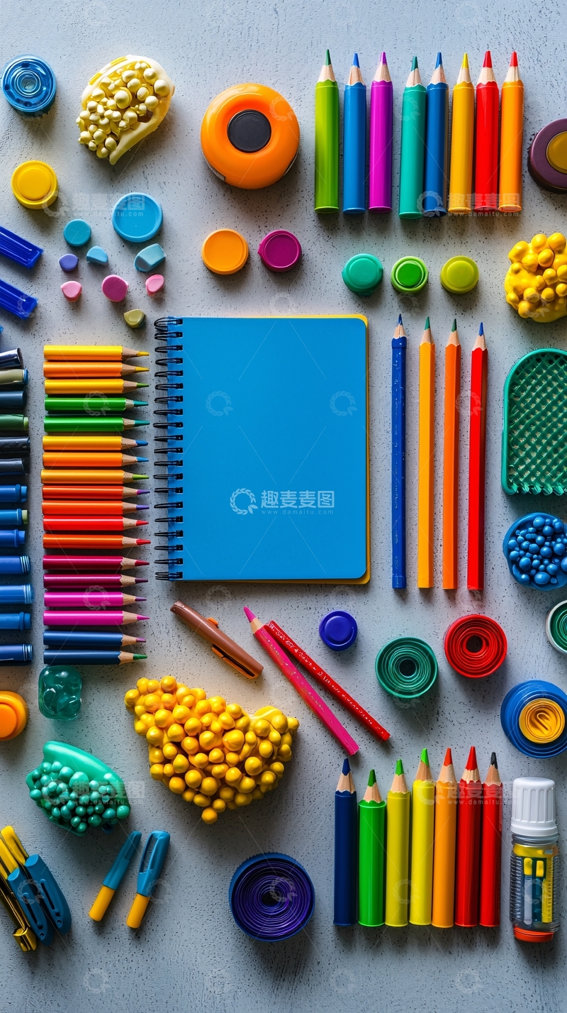高清大图下载【趣麦麦图】彩色文具用品静物图