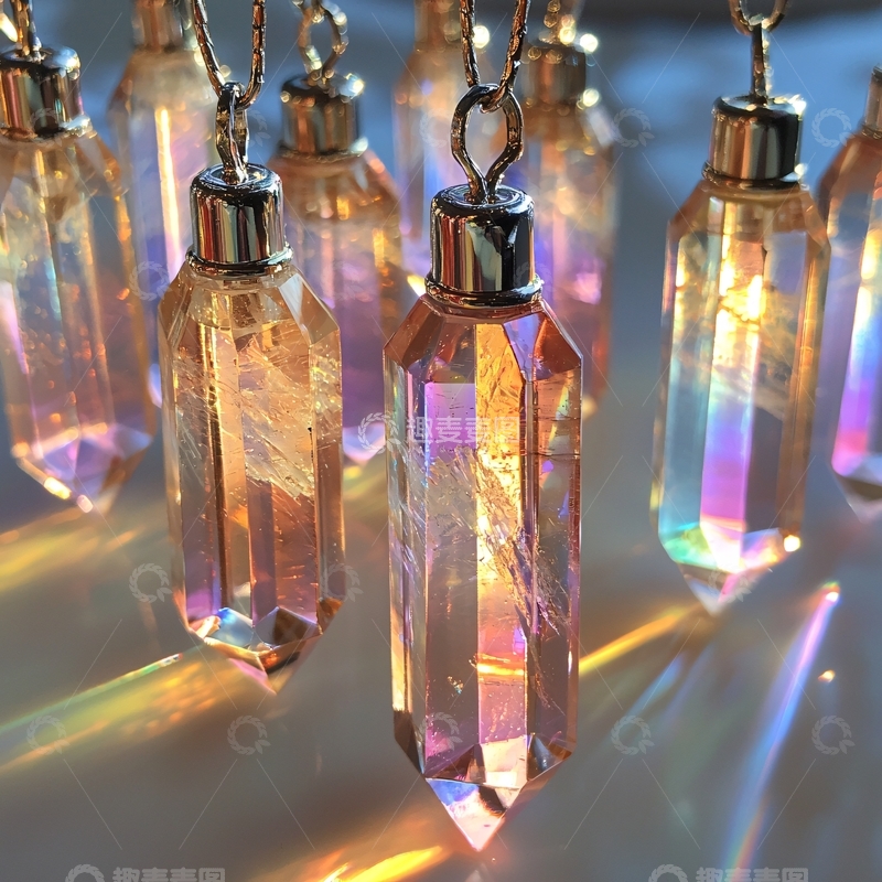 高清大图下载【趣麦麦图】彩色光晕下的水晶吊坠