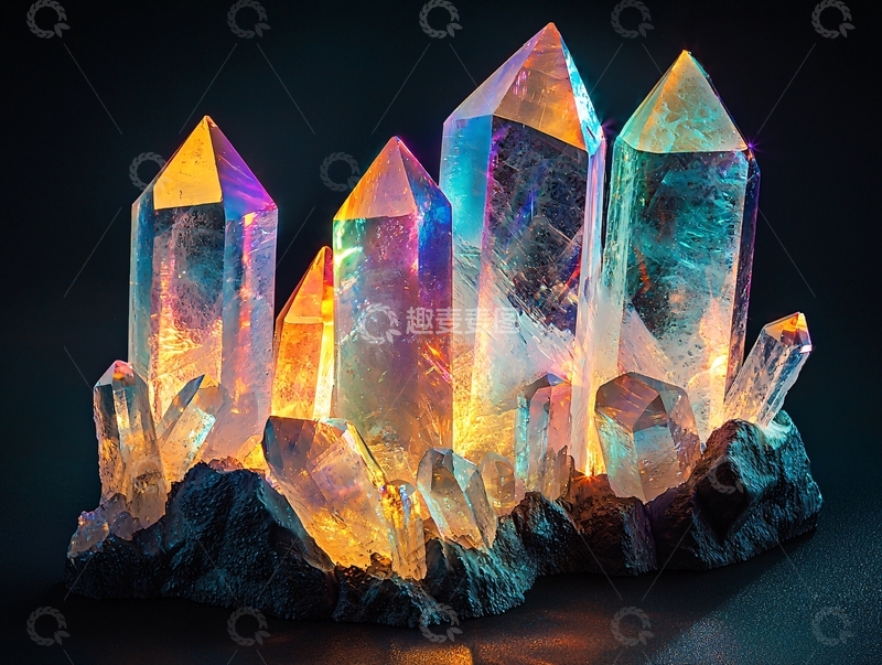 高清大图下载【趣麦麦图】彩色水晶簇