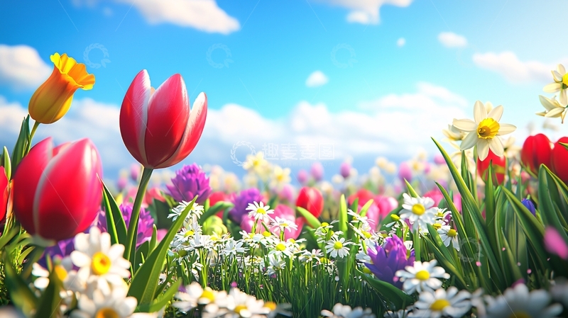 高清大图下载【趣麦麦图】阳光明媚的花海