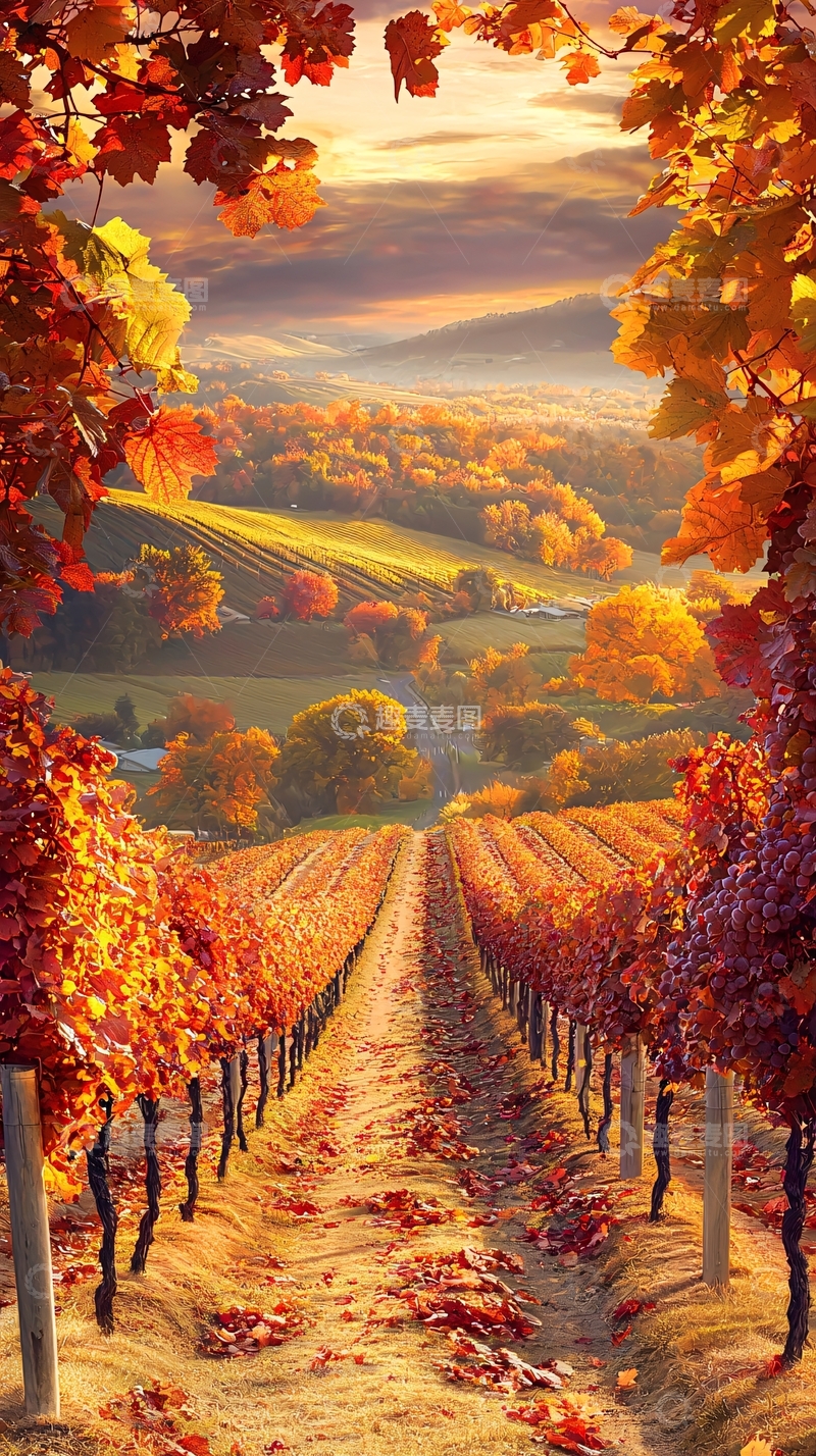 高清大图下载【趣麦麦图】秋日葡萄园风景