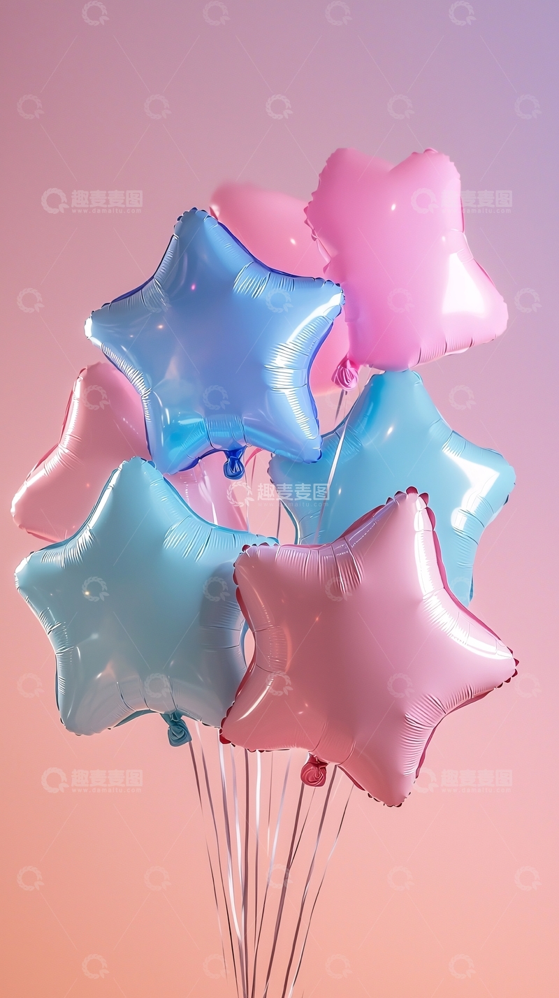 高清大图下载【趣麦麦图】粉色系星星气球