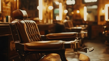 复古理发店棕色皮椅