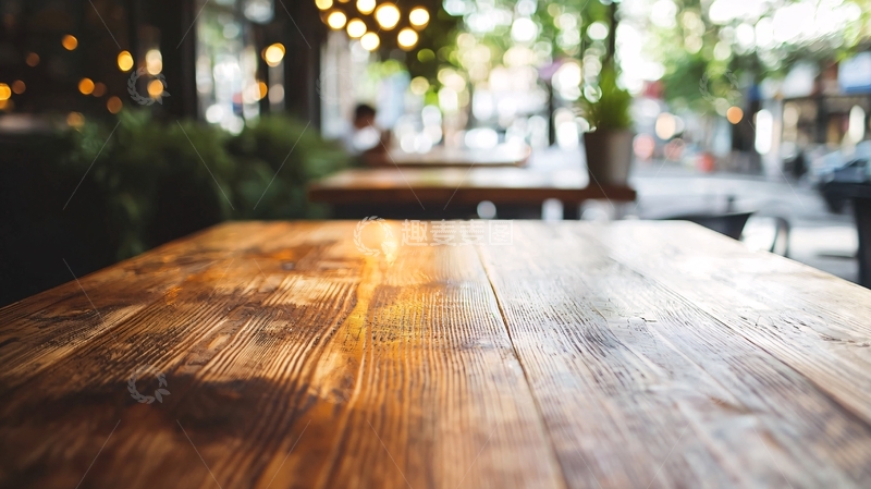 高清大图下载【趣麦麦图】户外咖啡馆木桌