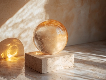 光线下的黄水晶球