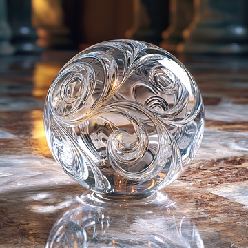 透明水晶球花纹特写