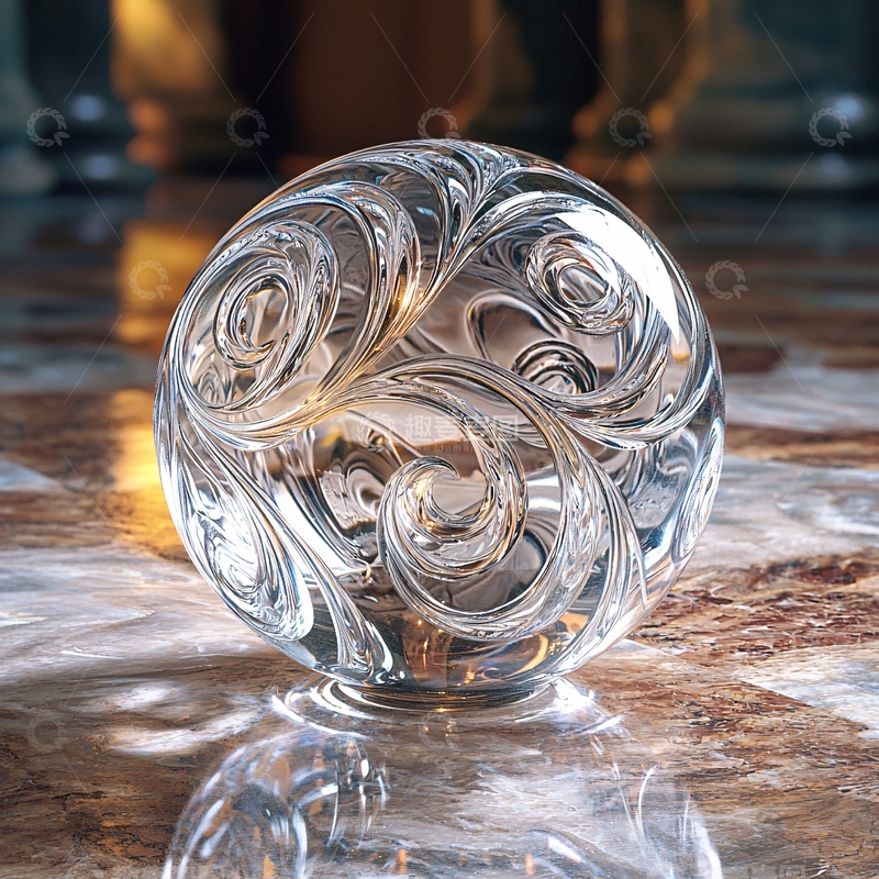 高清大图下载【趣麦麦图】透明水晶球花纹特写