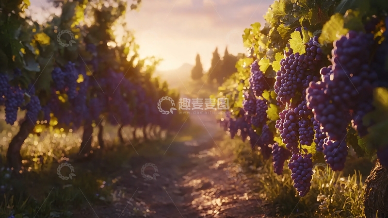 高清大图下载【趣麦麦图】阳光洒在葡萄园小路
