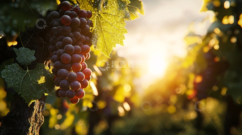 高清大图下载【趣麦麦图】夕阳下成熟的红葡萄