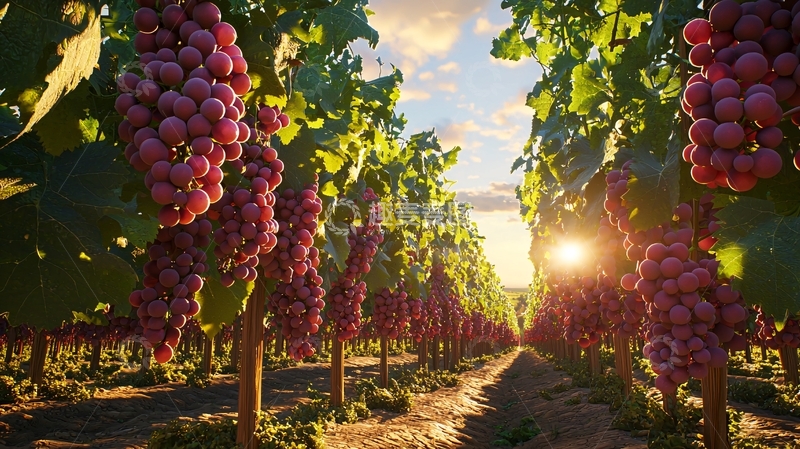 高清大图下载【趣麦麦图】葡萄园日出